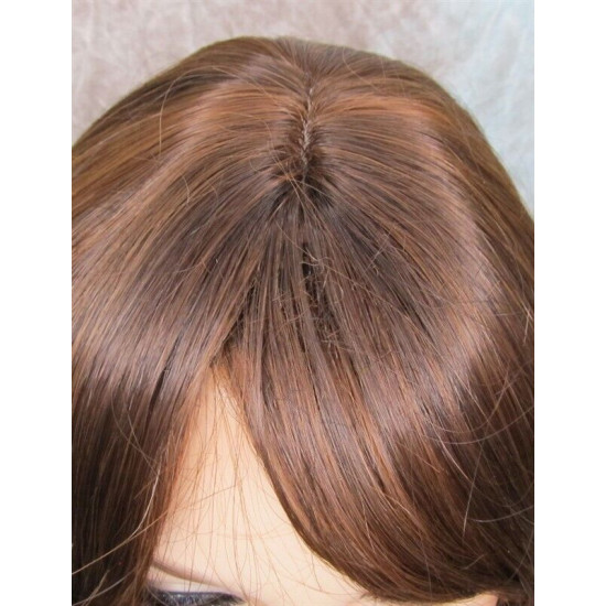 HB MELINDA | Brown Auburn Long Wig Layers Human Hair Blend Bangs Part 