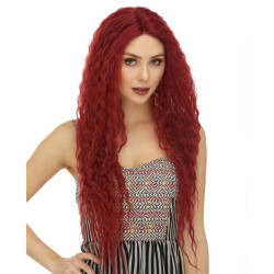 LF RAVEN | Cherry Red Swiss Lace Front Wig 5" Deep Center Part Waves HEAT OK 