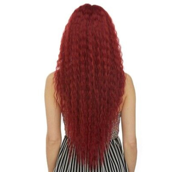 LF RAVEN | Cherry Red Swiss Lace Front Wig 5" Deep Center Part Waves HEAT OK 