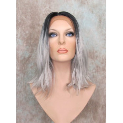 LF HATTIE | Dark Root Gray Lace Front Wig HEAT OK Lob Style Loose Beach Waves 