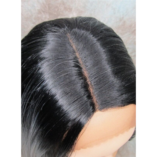 LF HATTIE | Dark Root Gray Lace Front Wig HEAT OK Lob Style Loose Beach Waves 