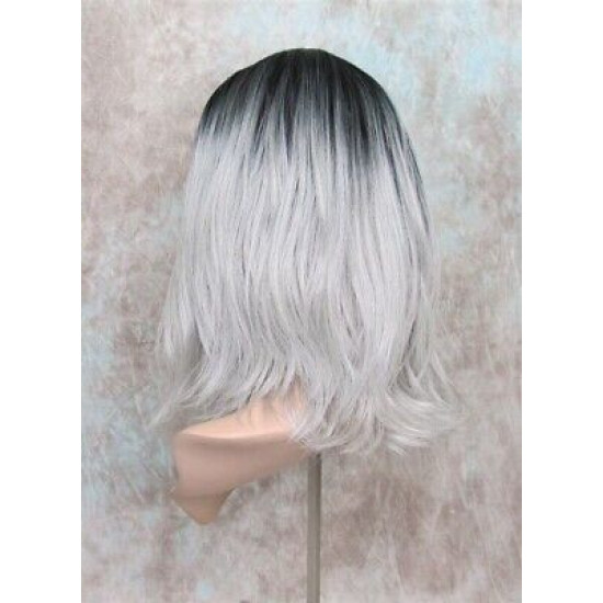 LF HATTIE | Dark Root Gray Lace Front Wig HEAT OK Lob Style Loose Beach Waves 