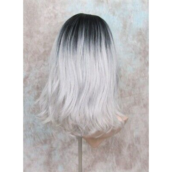 LF HATTIE | Dark Root Gray Lace Front Wig HEAT OK Lob Style Loose Beach Waves 