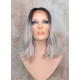 LF HATTIE | Dark Root Gray Lace Front Wig HEAT OK Lob Style Loose Beach Waves 