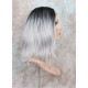 LF HATTIE | Dark Root Gray Lace Front Wig HEAT OK Lob Style Loose Beach Waves 