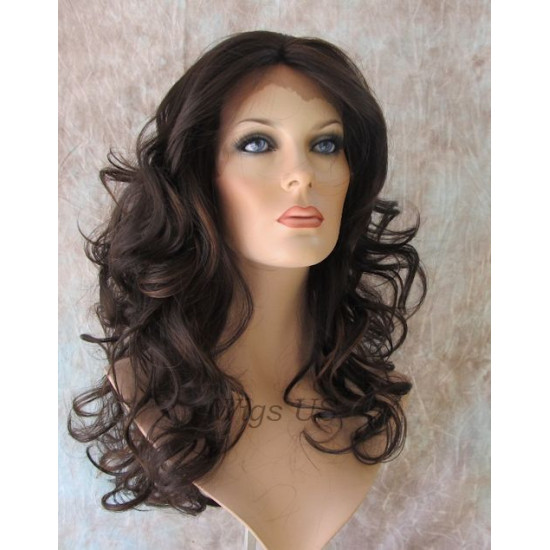 LF FAME | Lace Trim Wig HEAT OK Long Layers Curls Bangs Wigs US FS4/30 
