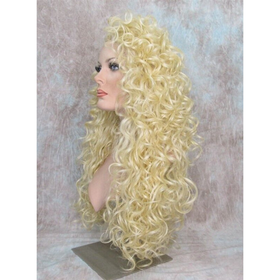 LF SPRING | Light Blonde Lace Front Wig HEAT OK Long Curls Pin with Part