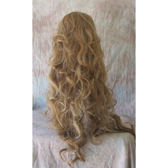 LF CHAMPAGNE | Extra Long Lace Front Wig Medium Brown Mix 28" Curls Heat OK 