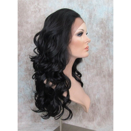 LF NIGHT | Darkest Brown Lace Front Wig Swiss Lace Gentle Curls HEAT OK 2