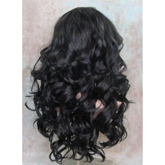 LF NIGHT | Darkest Brown Lace Front Wig Swiss Lace Gentle Curls HEAT OK 2