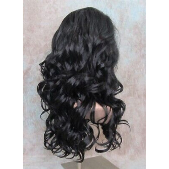 LF NIGHT | Darkest Brown Lace Front Wig Swiss Lace Gentle Curls HEAT OK 2