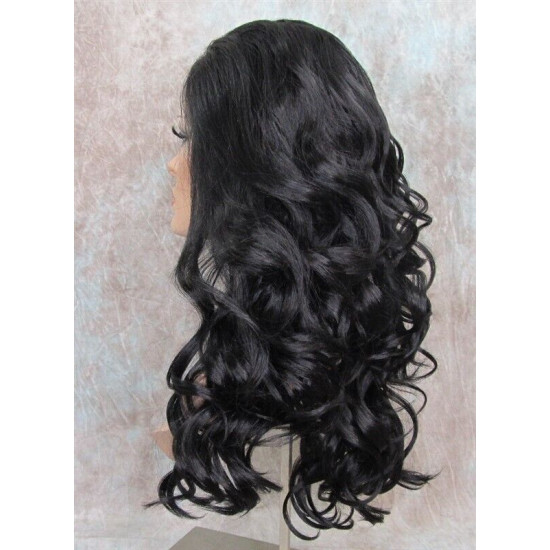 LF NIGHT | Darkest Brown Lace Front Wig Swiss Lace Gentle Curls HEAT OK 2