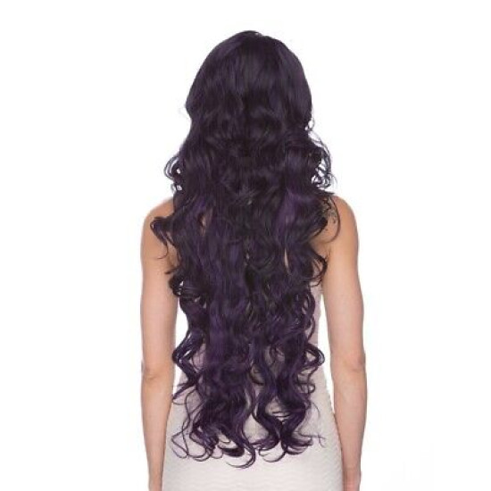 LF PRIMROSE | Black Purple Lace Front Wig Extra Long Curly Wigs US SOMDPurple 