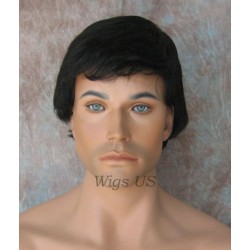 EDWARD | New Look Natural Black Mens Wig Short Layered Style Left Side Part