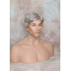 EDWARD | Medium Gray Mens Wig Short Layered Style Left Side Part