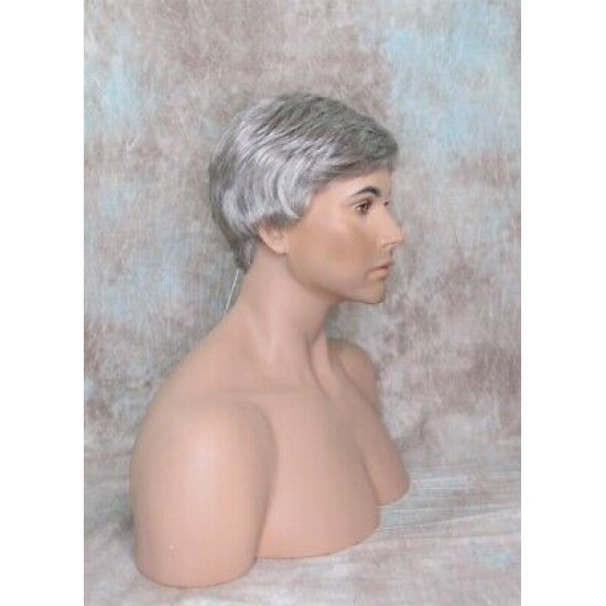 EDWARD | Medium Gray Mens Wig Short Layered Style Left Side Part