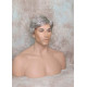 EDWARD | Medium Gray Mens Wig Short Layered Style Left Side Part