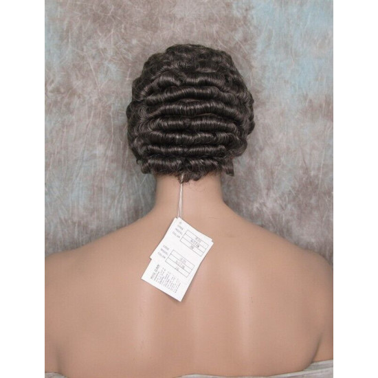 JUSTIN | Chestnut Brown Gray Men's Wig Short Tight Curls "Will Ferrell Style"