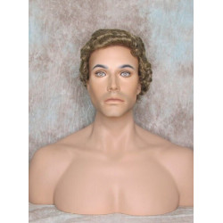 JUSTIN | Light Brown 75% Gray Short Tight Curls Men's Wigs 