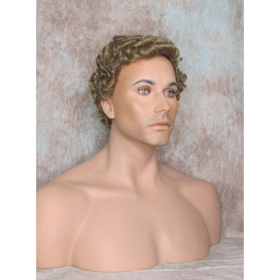 JUSTIN | Light Brown 75% Gray Short Tight Curls Men's Wigs 