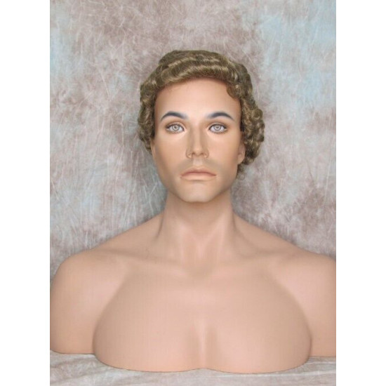 JUSTIN | Light Brown 75% Gray Short Tight Curls Men's Wigs 