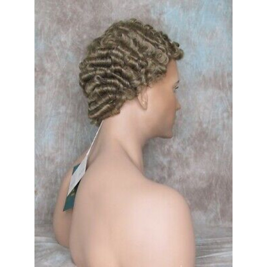 JUSTIN | Light Brown 75% Gray Short Tight Curls Men's Wigs 