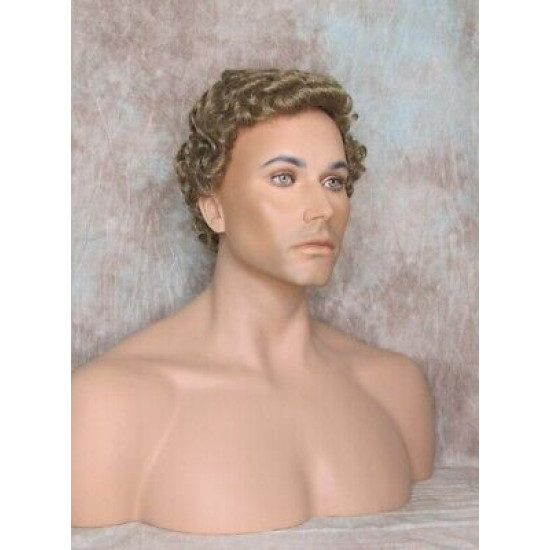 JUSTIN | Light Brown 75% Gray Short Tight Curls Men's Wigs 