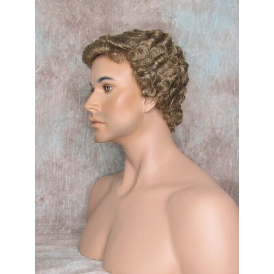JUSTIN | Light Brown 75% Gray Short Tight Curls Men's Wigs 