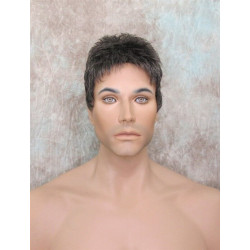 DANNY | Medium Brown 25% Gray Spiky Top Men's Wig Short Short Sides 