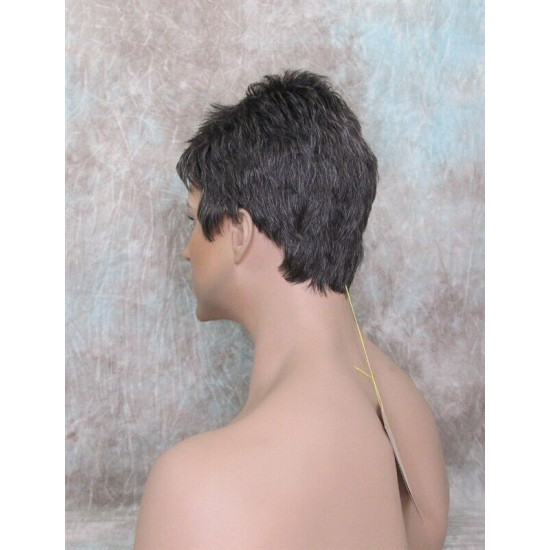 DANNY | Medium Brown 25% Gray Spiky Top Men's Wig Short Short Sides 
