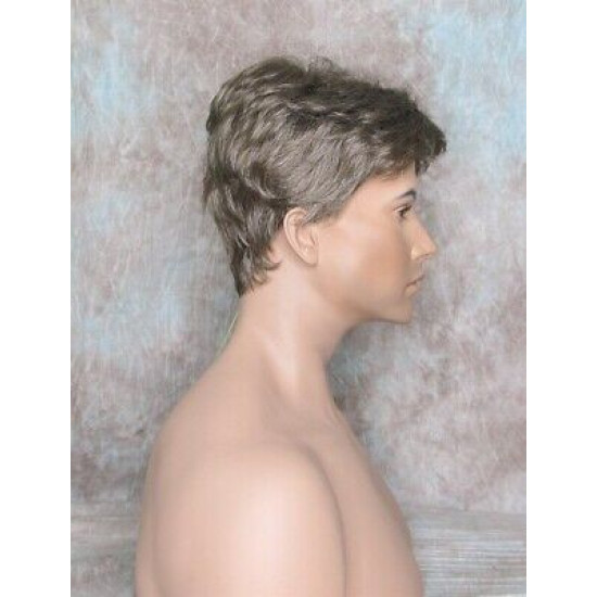MARK | Golden Brown 35% Gray Men's Wig Trendy Wispy Layered Bangs 