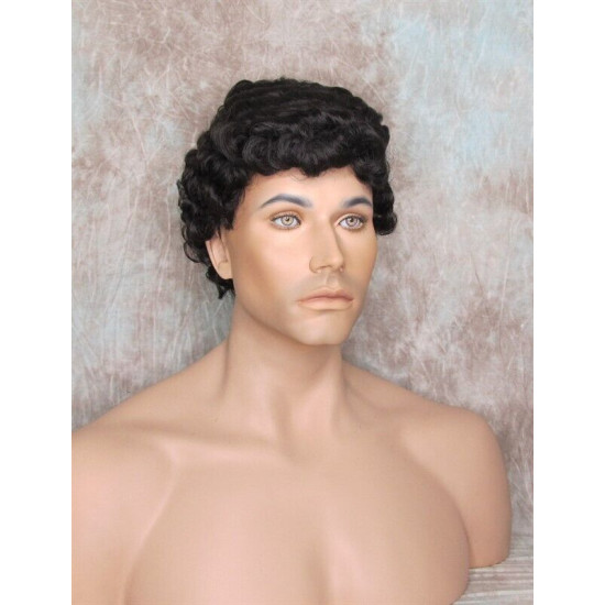 JUSTIN | Darkest Brown Men's Wig Short Tight Curls "Will Ferrell Style"