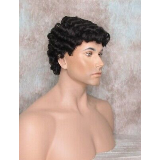 JUSTIN | Darkest Brown Men's Wig Short Tight Curls "Will Ferrell Style"