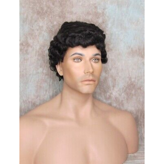 JUSTIN | Darkest Brown Men's Wig Short Tight Curls "Will Ferrell Style"
