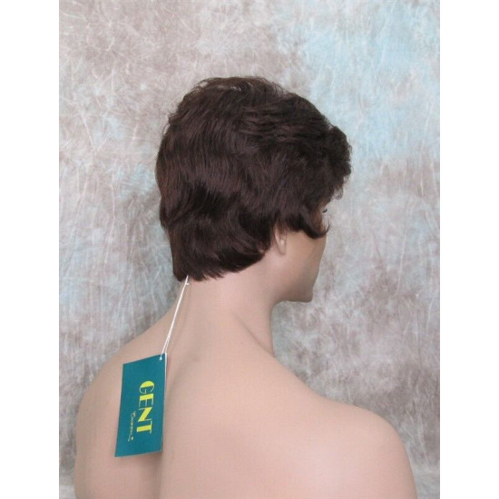 CHARLES | Dark Auburn Short Layered Men's Wig Simulated Side Part Man 