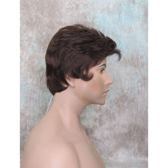 CHARLES | Dark Auburn Short Layered Men's Wig Simulated Side Part Man 