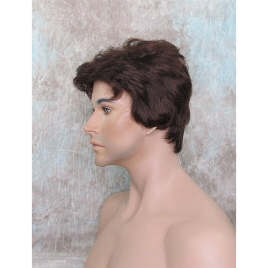 CHARLES | Dark Auburn Short Layered Men's Wig Simulated Side Part Man 