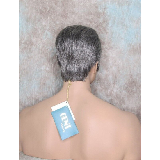 GREGORY | Charcoal Gray Gentle Wave Men's Wig Longer Top Full Hairpiece 