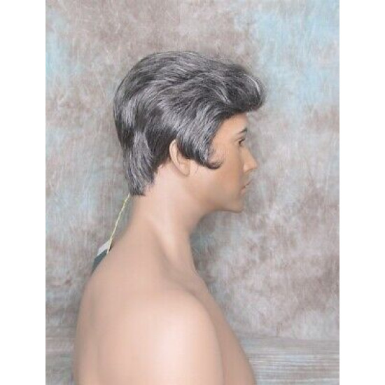 GREGORY | Charcoal Gray Gentle Wave Men's Wig Longer Top Full Hairpiece 