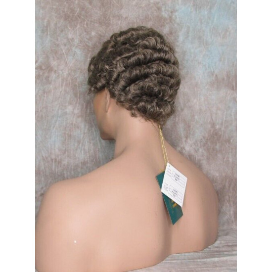 JUSTIN | Medium Brown 35% Gray Short Tight Curls Men's Wigs 