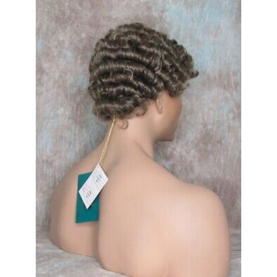 JUSTIN | Medium Brown 35% Gray Short Tight Curls Men's Wigs 