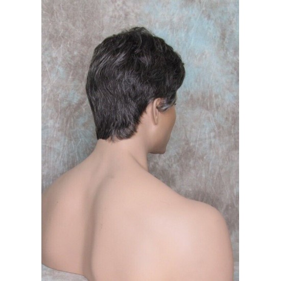 ALEX | Dark Gray Monofilament Top Hand-Tied Men's Wig Short Short Sides 