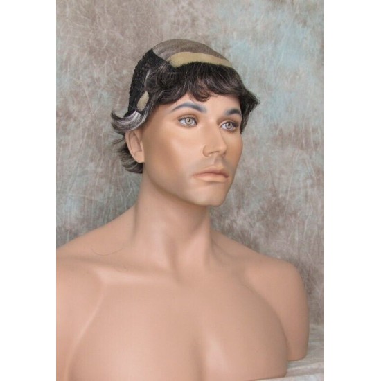 ALEX | Dark Gray Monofilament Top Hand-Tied Men's Wig Short Short Sides 