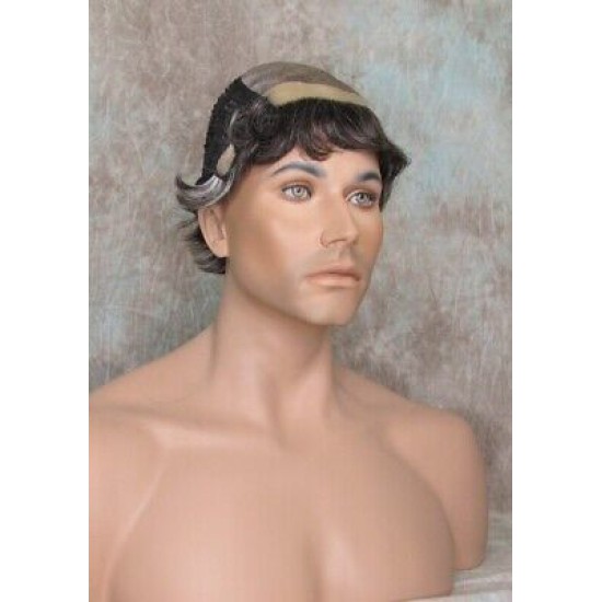 ALEX | Dark Gray Monofilament Top Hand-Tied Men's Wig Short Short Sides 