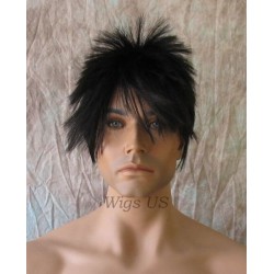Starman | Black Mens Wig Asymmetrical Bangs Sexy Spiky Rock Star Look | Adora 