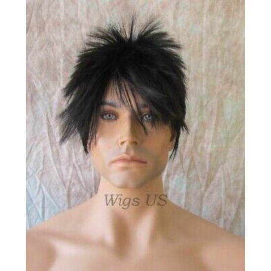 Starman | Black Mens Wig Asymmetrical Bangs Sexy Spiky Rock Star Look | Adora 