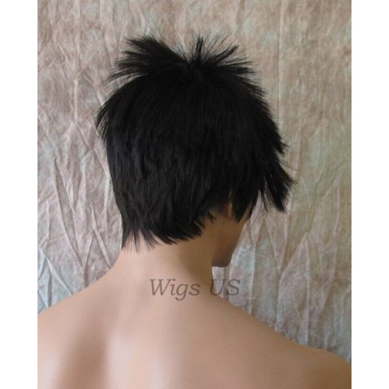 Starman | Black Mens Wig Asymmetrical Bangs Sexy Spiky Rock Star Look | Adora 