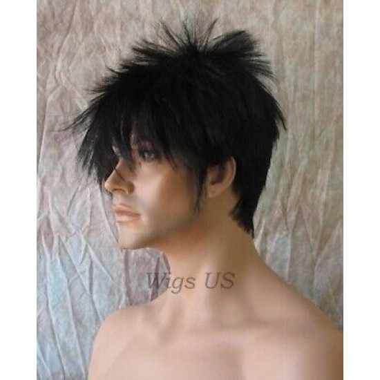 Starman | Black Mens Wig Asymmetrical Bangs Sexy Spiky Rock Star Look | Adora 