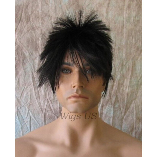 Starman | Black Mens Wig Asymmetrical Bangs Sexy Spiky Rock Star Look | Adora 