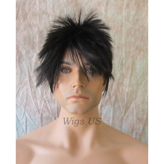 Starman | Black Mens Wig Asymmetrical Bangs Sexy Spiky Rock Star Look | Adora 